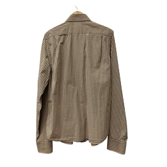 Hollister Shirt Mens Large Brown Stripe Long Sleeve Logo Casual Preppy Y2K - Picture 3 of 7